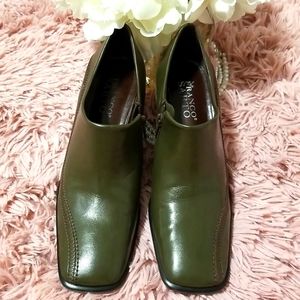 Franco Sarto Retro Vintage Style Olive Green Square Toe Ankle Boots Size 6M